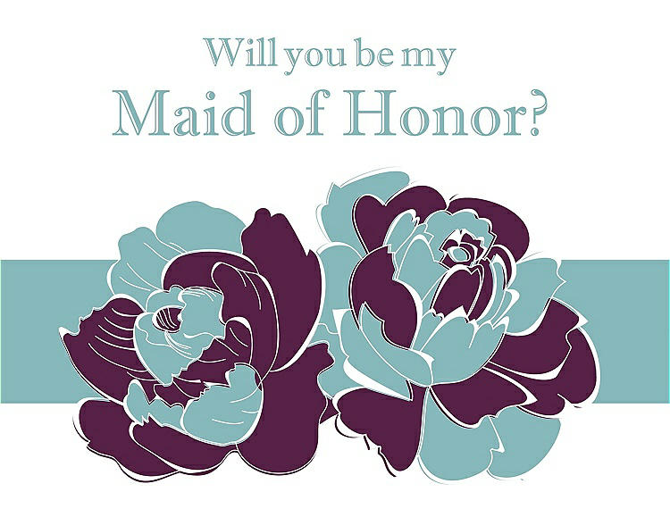 Front View - Wild Berry & Seaside Will You Be My Maid of Honor Card - 2 Color Flowers
