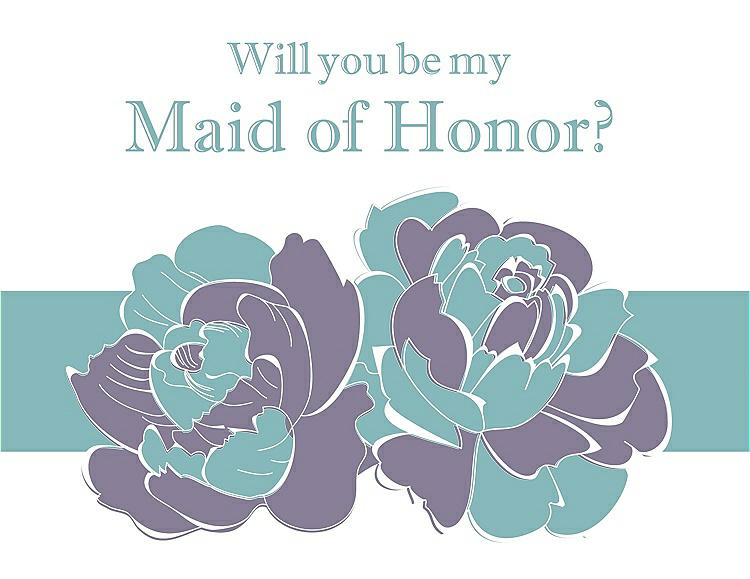 Front View - Wisteria & Seaside Will You Be My Maid of Honor Card - 2 Color Flowers