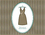 Front View Thumbnail - Antique Gold & Pantone Turquoise Will You Be My Bridesmaid Card - Dress