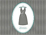 Front View Thumbnail - Charcoal Gray & Pantone Turquoise Will You Be My Bridesmaid Card - Dress