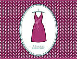 Front View Thumbnail - Cerise & Pantone Turquoise Will You Be My Bridesmaid Card - Dress