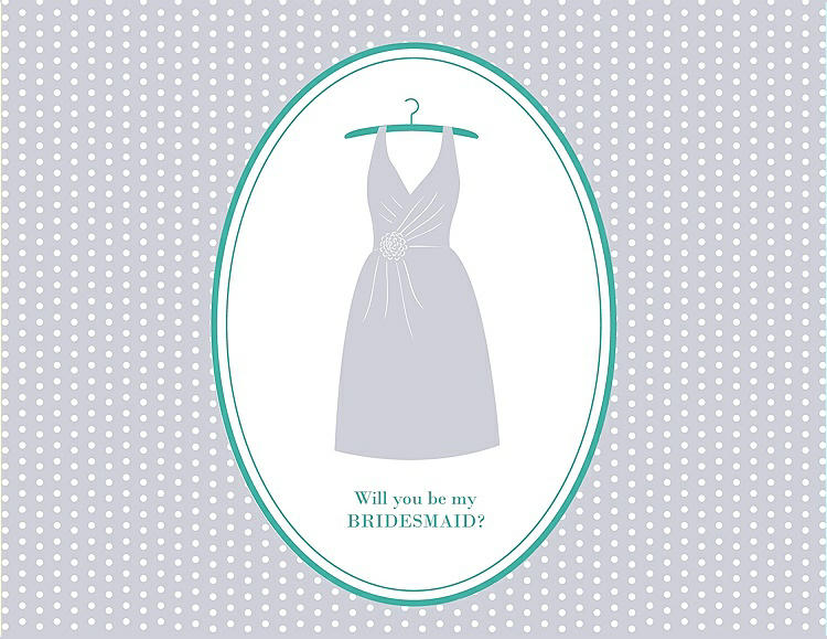 Front View - Dove & Pantone Turquoise Will You Be My Bridesmaid Card - Dress