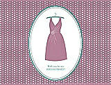Front View Thumbnail - Rosebud & Pantone Turquoise Will You Be My Bridesmaid Card - Dress