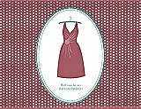 Front View Thumbnail - Spanish Rose & Pantone Turquoise Will You Be My Bridesmaid Card - Dress