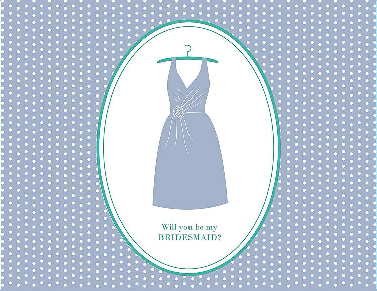 Front View - Arctic & Pantone Turquoise Will You Be My Bridesmaid Card - Dress