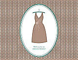 Front View Thumbnail - Cappuccino & Pantone Turquoise Will You Be My Bridesmaid Card - Dress