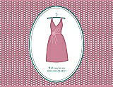Front View Thumbnail - Carnation & Pantone Turquoise Will You Be My Bridesmaid Card - Dress