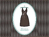Front View Thumbnail - Chocolate & Pantone Turquoise Will You Be My Bridesmaid Card - Dress