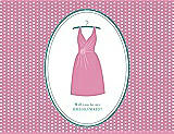 Front View Thumbnail - Cotton Candy & Pantone Turquoise Will You Be My Bridesmaid Card - Dress