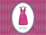 Front View Thumbnail - Fuchsia & Pantone Turquoise Will You Be My Bridesmaid Card - Dress