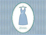 Front View Thumbnail - Ice Blue & Pantone Turquoise Will You Be My Bridesmaid Card - Dress