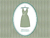 Front View Thumbnail - Kiwi & Pantone Turquoise Will You Be My Bridesmaid Card - Dress