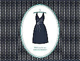Front View Thumbnail - Midnight Navy & Pantone Turquoise Will You Be My Bridesmaid Card - Dress