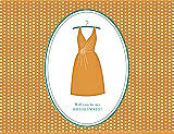Front View Thumbnail - Orange Crush & Pantone Turquoise Will You Be My Bridesmaid Card - Dress