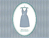 Front View Thumbnail - Platinum & Pantone Turquoise Will You Be My Bridesmaid Card - Dress
