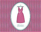 Front View Thumbnail - Pretty In Pink & Pantone Turquoise Will You Be My Bridesmaid Card - Dress