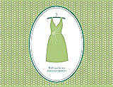 Front View Thumbnail - Pistachio & Pantone Turquoise Will You Be My Bridesmaid Card - Dress