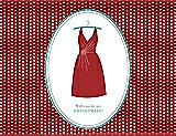 Front View Thumbnail - Ribbon Red & Pantone Turquoise Will You Be My Bridesmaid Card - Dress