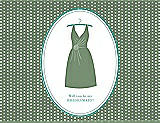 Front View Thumbnail - Sage & Pantone Turquoise Will You Be My Bridesmaid Card - Dress
