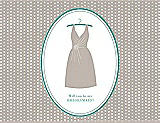 Front View Thumbnail - Sand & Pantone Turquoise Will You Be My Bridesmaid Card - Dress