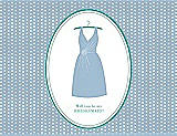 Front View Thumbnail - Slate & Pantone Turquoise Will You Be My Bridesmaid Card - Dress
