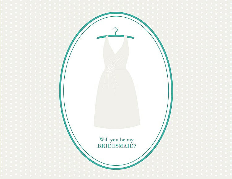 Front View - Snow White & Pantone Turquoise Will You Be My Bridesmaid Card - Dress