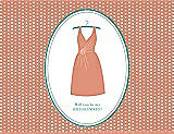 Front View Thumbnail - Tangerine & Pantone Turquoise Will You Be My Bridesmaid Card - Dress
