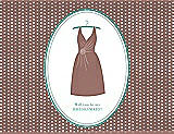 Front View Thumbnail - Toffee & Pantone Turquoise Will You Be My Bridesmaid Card - Dress