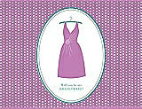 Front View Thumbnail - Tulip & Pantone Turquoise Will You Be My Bridesmaid Card - Dress