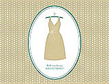 Front View Thumbnail - Venetian Gold & Pantone Turquoise Will You Be My Bridesmaid Card - Dress
