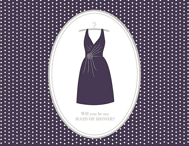 Front View - Violet & Oyster Will You Be My Maid of Honor Card - Dress