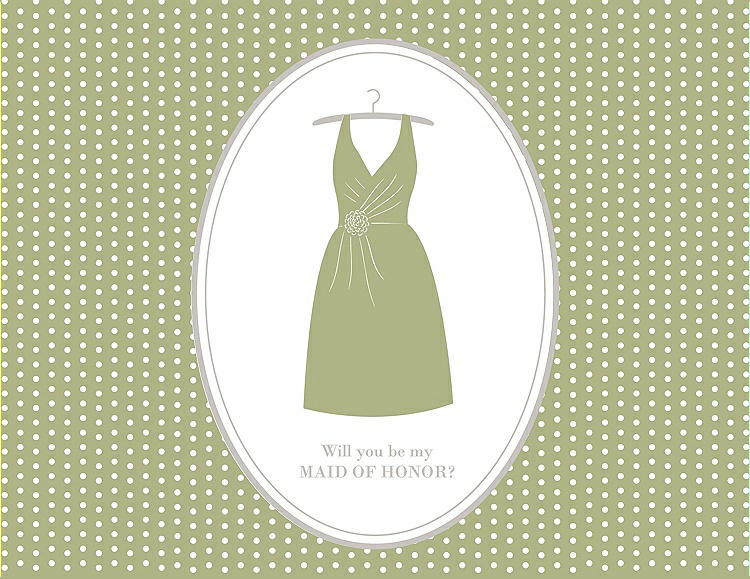 Front View - Mint & Oyster Will You Be My Maid of Honor Card - Dress
