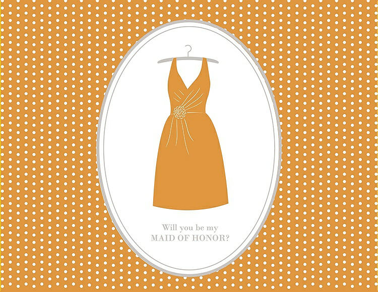Front View - Orange Crush & Oyster Will You Be My Maid of Honor Card - Dress