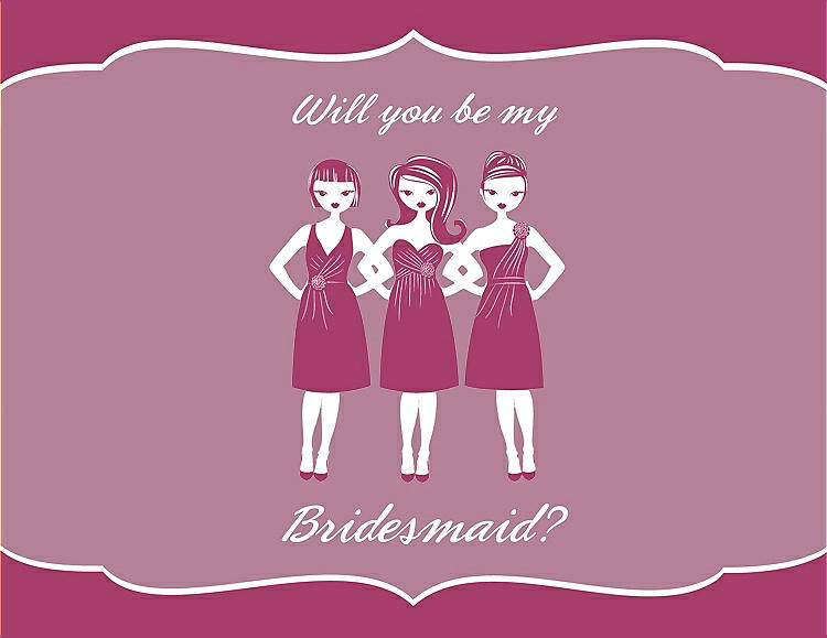 Front View - Berry Twist & Rosebud Will You Be My Bridesmaid Card - Girls