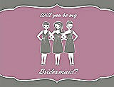 Front View Thumbnail - Charcoal Gray & Rosebud Will You Be My Bridesmaid Card - Girls