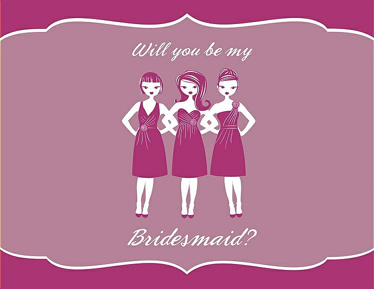 Front View - Cerise & Rosebud Will You Be My Bridesmaid Card - Girls