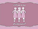 Front View Thumbnail - Hyacinth (iridescent Taffeta) & Rosebud Will You Be My Bridesmaid Card - Girls