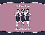 Front View Thumbnail - Navy Blue & Rosebud Will You Be My Bridesmaid Card - Girls
