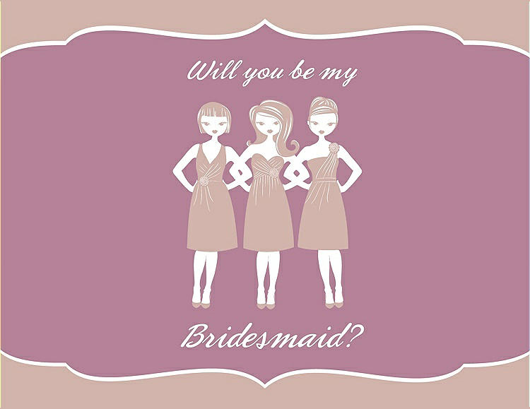 Front View - Pearl Pink & Rosebud Will You Be My Bridesmaid Card - Girls