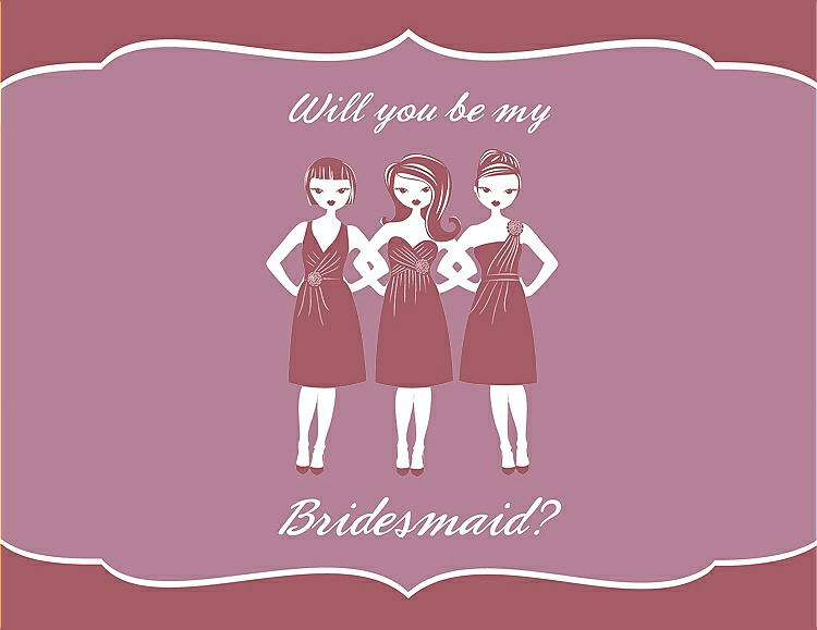 Front View - Spanish Rose & Rosebud Will You Be My Bridesmaid Card - Girls