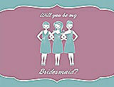 Front View Thumbnail - Seaside & Rosebud Will You Be My Bridesmaid Card - Girls