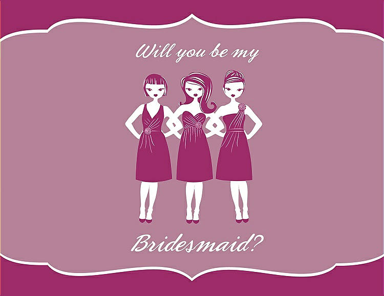 Front View - Watermelon & Rosebud Will You Be My Bridesmaid Card - Girls