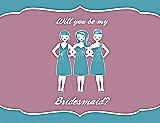 Front View Thumbnail - Aquamarine & Rosebud Will You Be My Bridesmaid Card - Girls