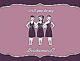 Front View Thumbnail - Aubergine & Rosebud Will You Be My Bridesmaid Card - Girls