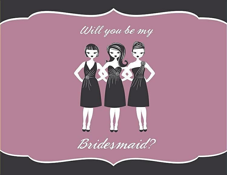 Front View - Black & Rosebud Will You Be My Bridesmaid Card - Girls