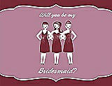 Front View Thumbnail - Burgundy & Rosebud Will You Be My Bridesmaid Card - Girls