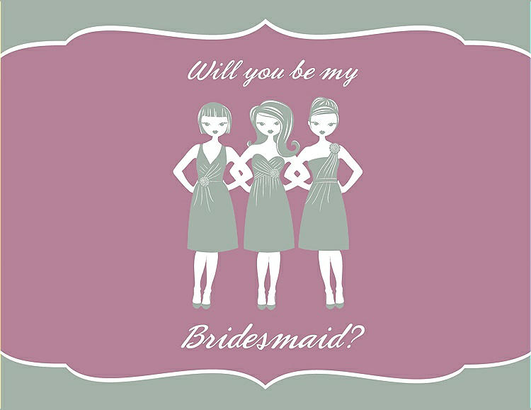 Front View - Celadon & Rosebud Will You Be My Bridesmaid Card - Girls