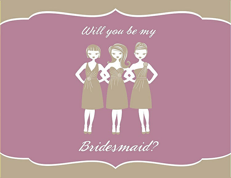 Front View - Champagne & Rosebud Will You Be My Bridesmaid Card - Girls