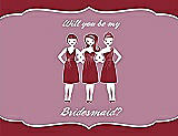 Front View Thumbnail - Claret & Rosebud Will You Be My Bridesmaid Card - Girls