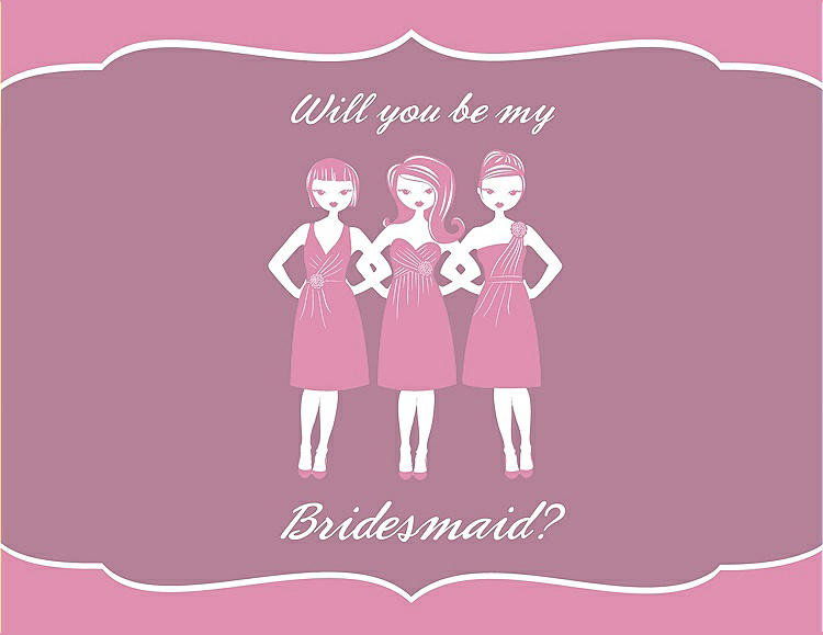 Front View - Cotton Candy & Rosebud Will You Be My Bridesmaid Card - Girls